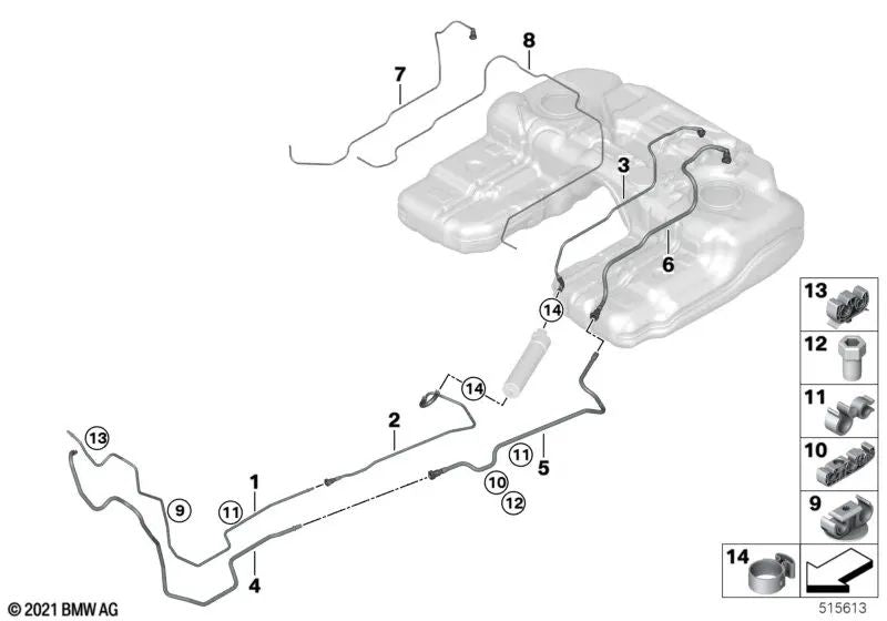 Pressure line for BMW E70, F15, F85, E71, F16, F86 (OEM 16117170952). Original BMW