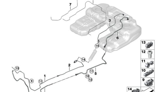 Kraftstoffversorgungsleitung für BMW E70, F15, E71, F16 (OEM 16117164350). Original BMW