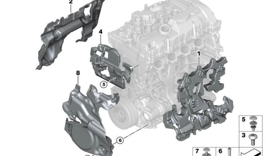 Encapsulamento dianteiro superior do motor para BMW Série 1 F20N, F21N, Série 2 F22, F23, Série 3 F30N, F31N, F34N, G20, G20N, Série 4 F32, F33, F36, G22, G26, Série 5 G30, G31, G38, Série 6 G32, Série 7 G11, G12, X3 G01, G08, X4 G02 (OEM 11147648898).