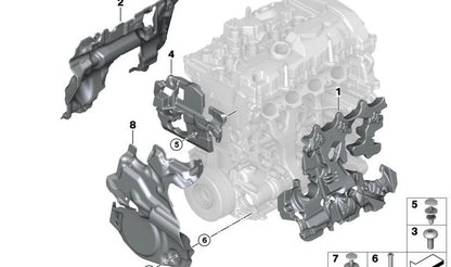 Cubierta frontal motor OEM 11147648895 para BMW F20, F21, F22, F23, F30, F31, F34, G20, F32, F33, F36, G30, G31, G32, G11, G12, G01, G02. Original BMW.