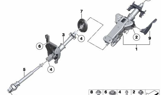 Leacanca Regulation Säule Adresse OEM 32306795462 für BMW F07, F07N, F10, F10N, F11, F11N, F18, F18N. Original BMW.