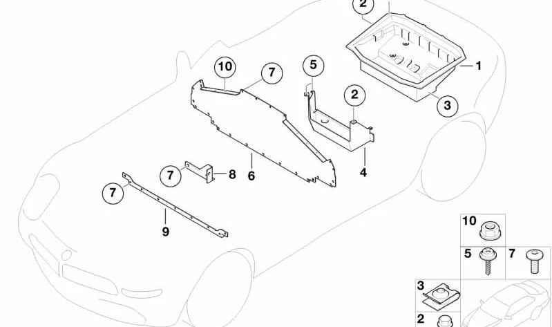 Porca de clipe de metal OEM 0712990166 para BMW E53, E52. Peça original da BMW ideal para fixações de interiores ou componentes plásticos. Compatibilidade garantida com os modelos X5 e Z8. BMW original.
