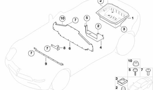 Soporte izquierdo de separación maletero OEM 51718243195 para BMW E52 Z8. Original BMW.