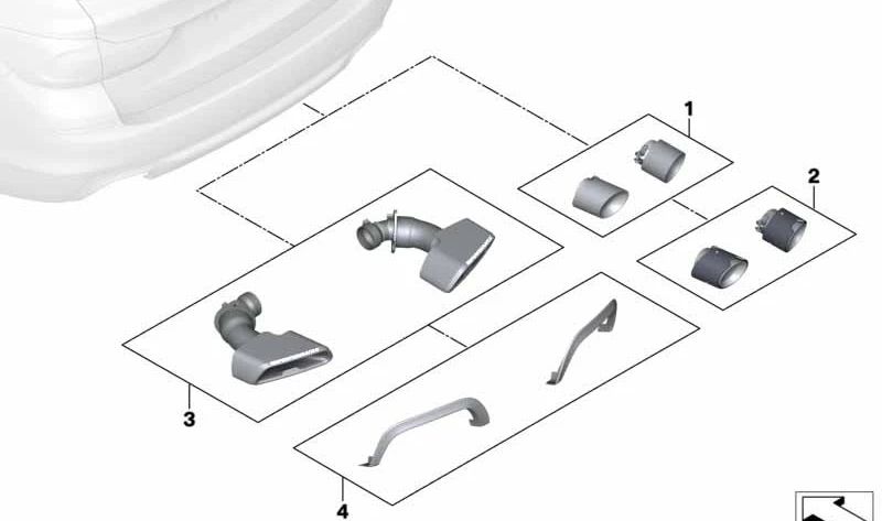 Embellecedores traseros M Performance OEM 51122449945 para BMW G32 {620d, 620d xDrive, 630d, 630d xDrive, 630i}. Original BMW.