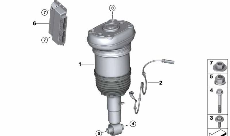 Rear Left Air Shock Absorber for BMW X5 G05, G18, X6 G06 (OEM 37106869037). Original BMW