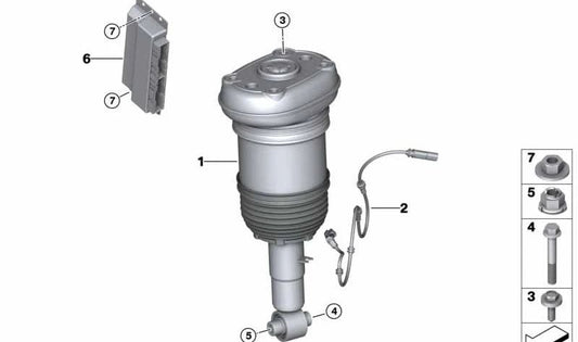 Rear Left Air Shock Absorber for BMW X5 G05, G18, X6 G06 (OEM 37106869037). Original BMW