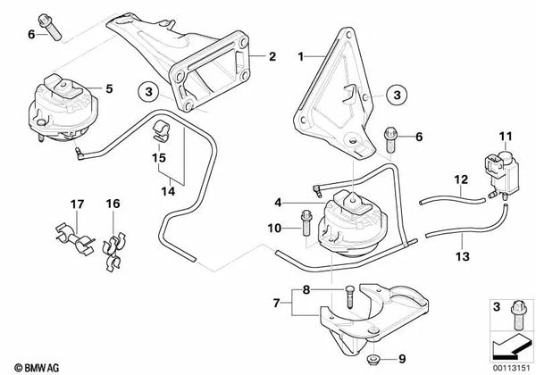 Soporte motor derecho para BMW E65 (OEM 22116770796). Original BMW