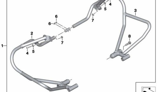 Estribo de protección de motor izquierdo OEM 77148568801 para motos BMW R nineT, R nineT Pure, Scrambler, Urban G/S. Original BMW Motorrad.