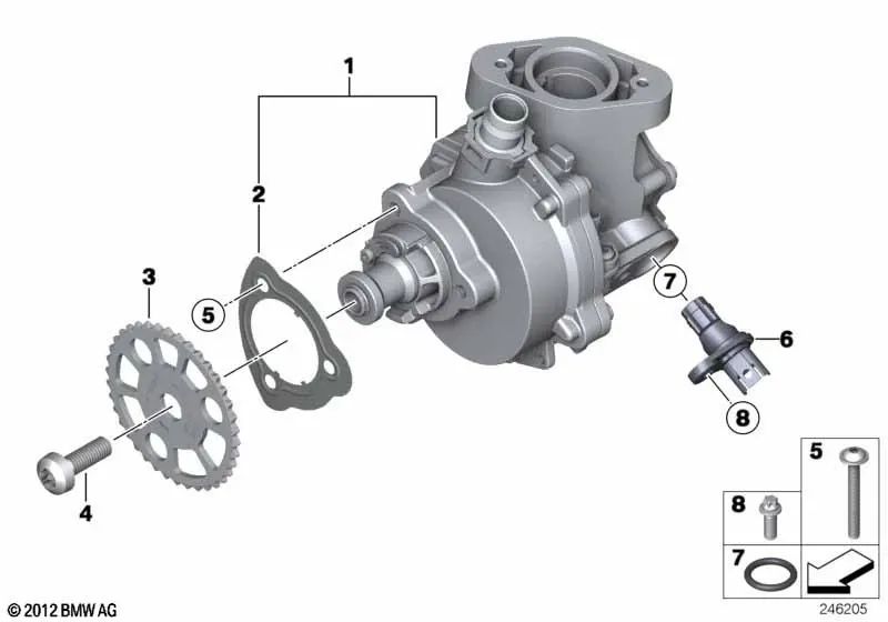 Vacuumpe pour BMW F20, F21, F22, F23, F30, F31, F32, F33, F34, F35, F35N, F36, F87, F87N, F07N, F10N, F11N, F12, F12N, F13, F15, F16, F25, F25 , F25, F25, F25. BMW d'origine.