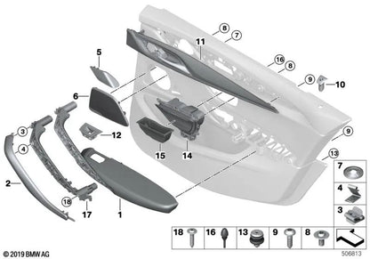Moldura decorativa derecha OEM 51427488502 para BMW Serie 5 G30, G31, G30 LCI, G31 LCI. Original BMW.