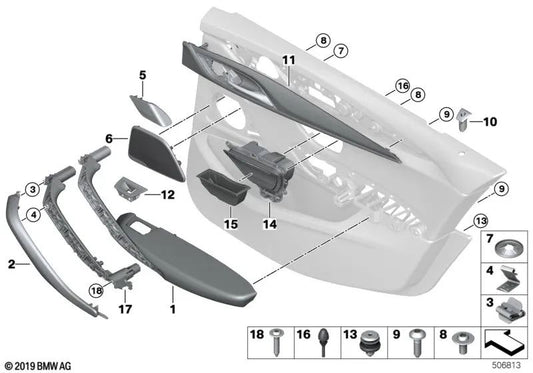 Right decorative strip for BMW 5 Series G30, G31 (OEM 51427488502). Original BMW