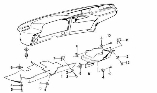 Cubierta inferior derecha OEM 51451867724 para BMW E21 {315, 316, 318i, 320}. Pieza original BMW.