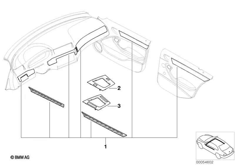Compartiment de plancher en aluminium pour la série BMW 3 E46 (OEM 51167896088). BMW d'origine
