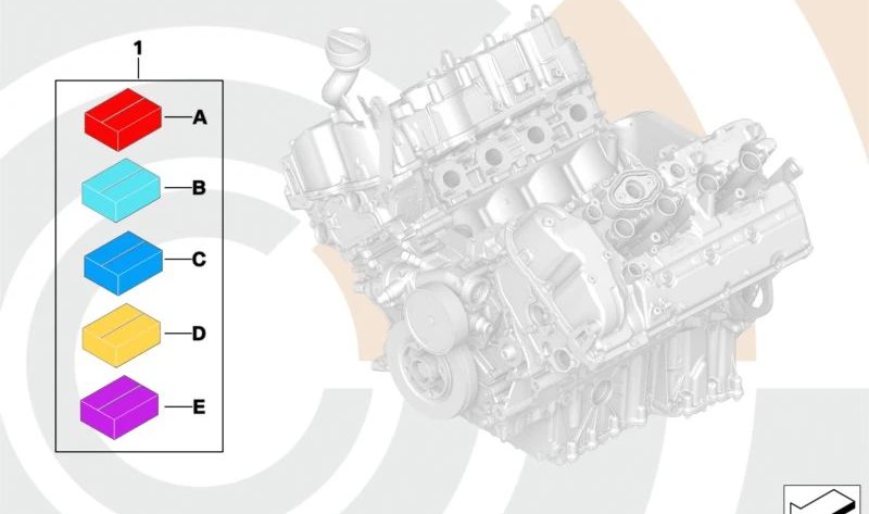 Kit de montaje del motor OEM 11005A47319 para BMW F07, F07N, F10N, F11N, F06, F06N, F12, F12N, F13, F13N, F01N, F02N, F15, F16. Original BMW.