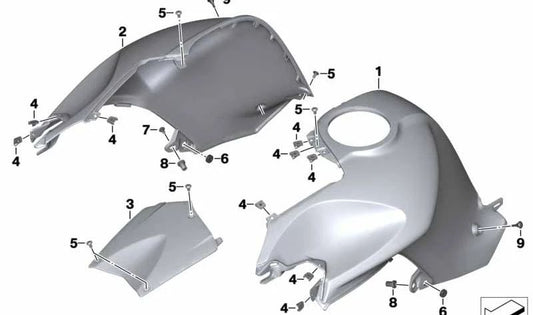Adorno de batería gris claro OEM 46637717984 para motos BMW K1200R, K1300R. Original BMW Motorrad.