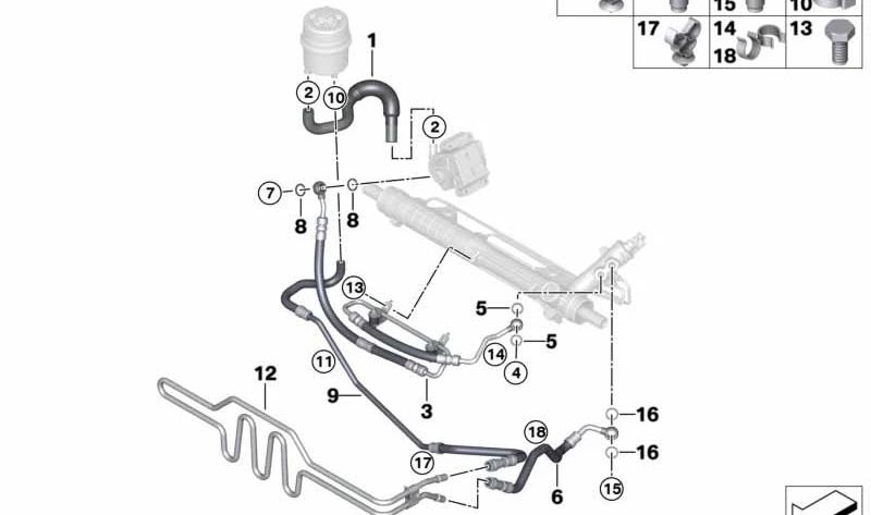 Soupchoir de réfrigérant Direction assistée OEM 17117527134 pour BMW E81, E82, E87, E88, E90, E91, E92, E93, E84. BMW d'origine.
