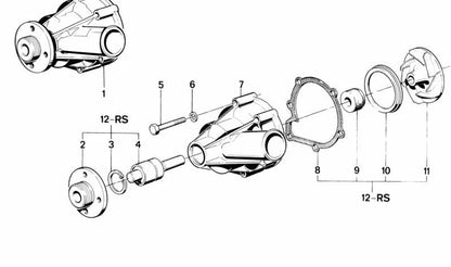 Bomba de agua OEM 11519070756 para BMW Serie 5 E12, Serie 6 E24 y Serie 7 E23. Compatible con modelos clásicos. Repuesto original BMW.
