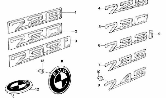 Rear emblem “735” OEM 51141869986 for BMW 7 E23 models 735i. Original BMW.