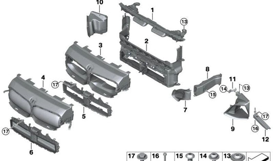 Prise en charge du radiateur auxiliaire droit OEM 51747462144 pour BMW F40, F44, F39. BMW d'origine.