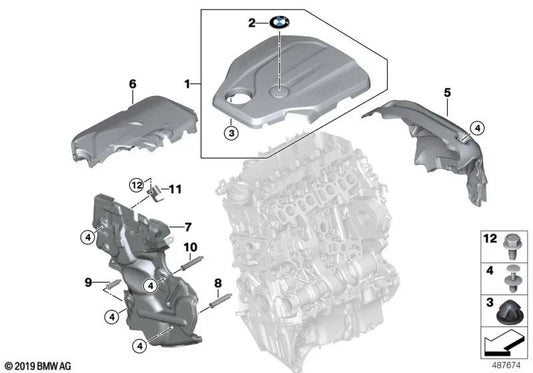 Capa acústica frontal para BMW F20N, F21N, F22, F23, F30, F31, F34, F32, F33, F36 (OEM 11148514329). BMW originais.