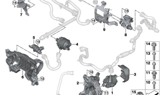 BOMBRA DE REFRIGEIRO ELÉTRICO BMW 2 U06, X1 U11, U12, X2 U10, Mini U25 (OEM 11515A69E35). BMW original