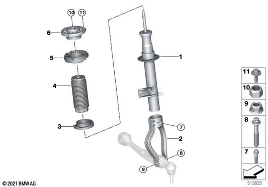 Front left shock absorber for BMW I20 (OEM 31306891993). Original BMW