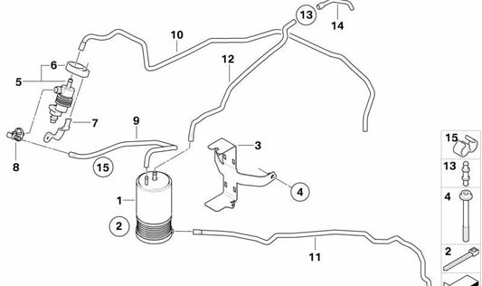 Tubo flexible OEM 16137698658 para BMW Motorrad R1200S, HP2 Sport. Original BMW Motorrad.