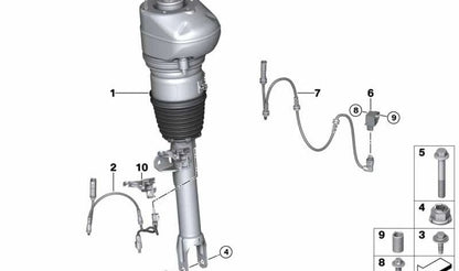 Amortiguador neumático delantero izquierdo OEM 37107915969 para BMW G11, G11N, G12, G12N. Original BMW.
