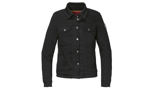 Jaqueta jeans preta RoadCrafted 100 anos tamanho XS OEM 76137913777 para BMW. Originais BMW Motorrad.