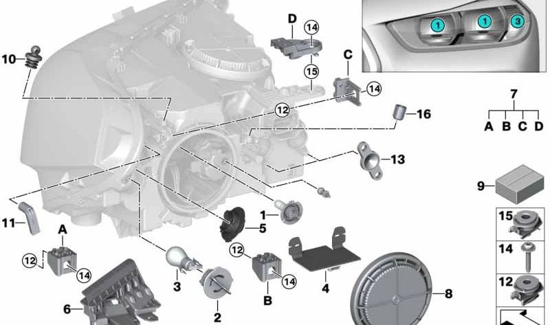 Caperuza de faro OEM 63137366374 para MINI F55, F56, F54 Clubman, F57 Cabrio… y más. Original BMW y MINI.