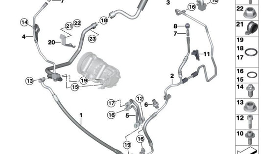 Anel de vedação Ø 17 mm OEM 07149197944 para MINI R56, R55 Clubman, R57 Cabrio, R58 Coupé, R59 Roadster, R60 Countryman, R61 Paceman. Original MINI