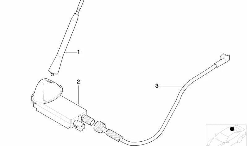 Cabo de antena OEM 61118384066 para BMW Z3 (E36) 2.8 e 3.0i com mudança manual ou automática. Comprimento 4500 mm. Compatível com modelos feitos entre 1998 e 2002. BMW original.