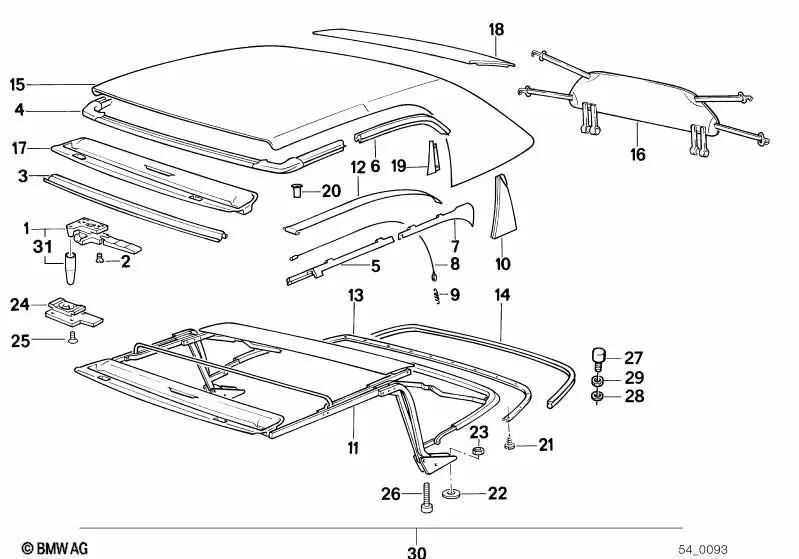 Dichtung derecha para BMW E46, F30, F80 (OEM 54312291880). Original BMW