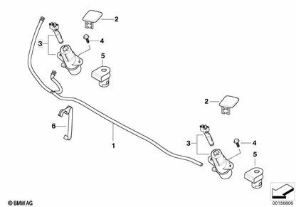 Boquilla de pulverización derecha para BMW X3 E83N (OEM 61673416468). Original BMW