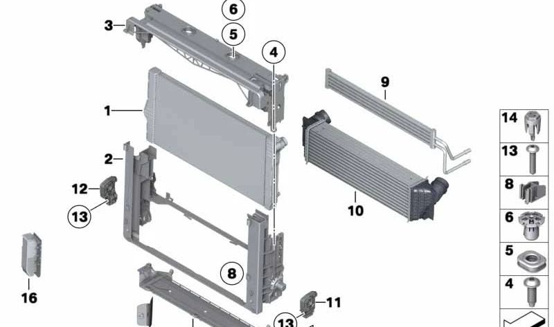 Radiateur de réfrigérant OEM 17118615426 pour BMW F07, F10, F11, F01, F02. BMW d'origine.