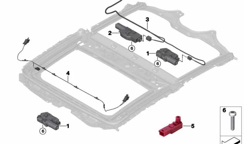 Mecanismo de accionamiento para techo panorámico OEM 54109448732 para BMW G12 (Serie 7). Original BMW.