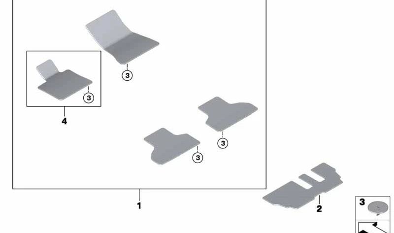 Driver's side floor mat for BMW F15, F85, F16, F86 (OEM 51477439860). Original BMW