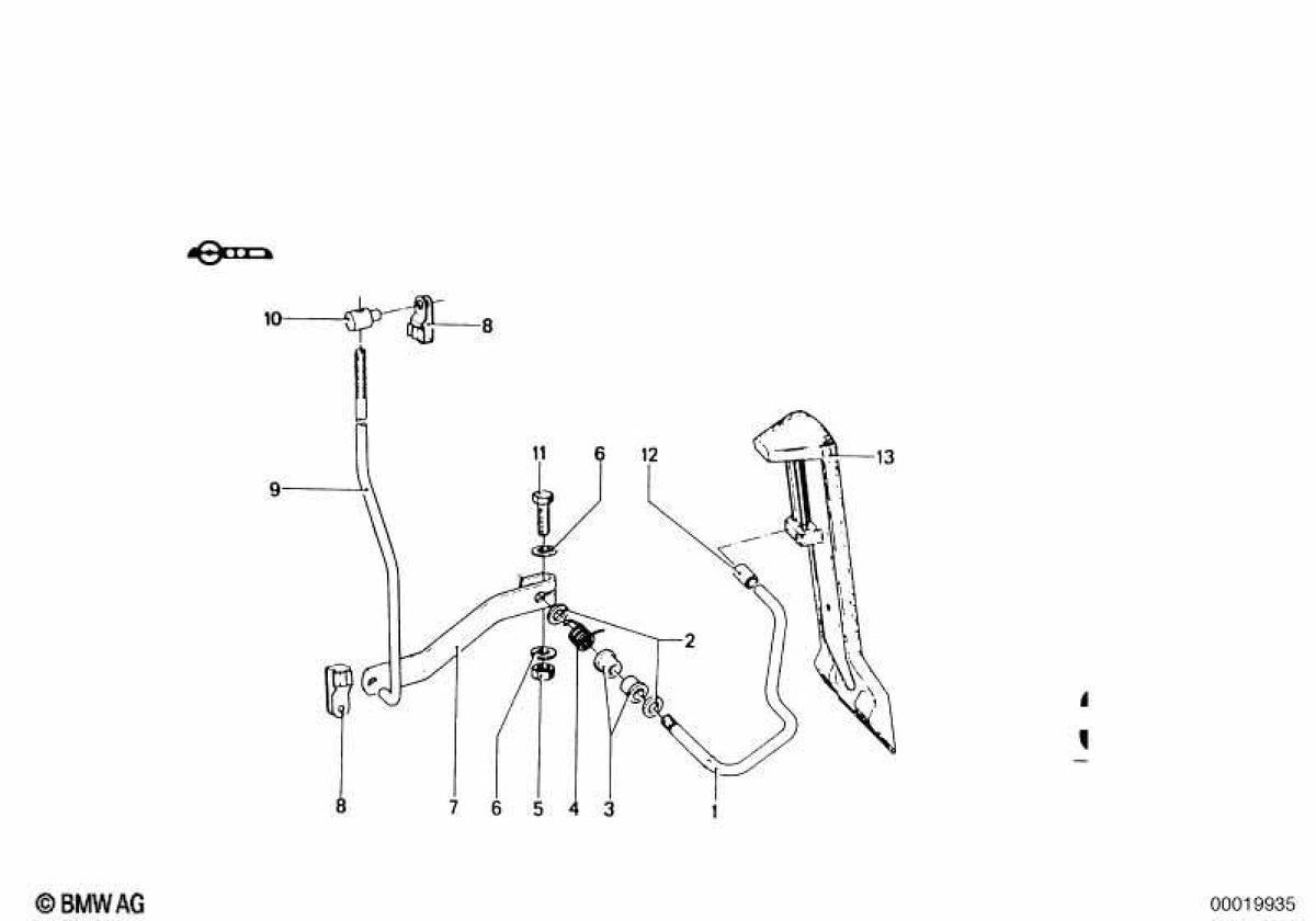 OEM 35411105778 Sentire freno a mano per BMW E21, E23, E24, E28, E30, E31, E32, E34, E36, E38, E39, E46, Z1, Z3. BMW originale.