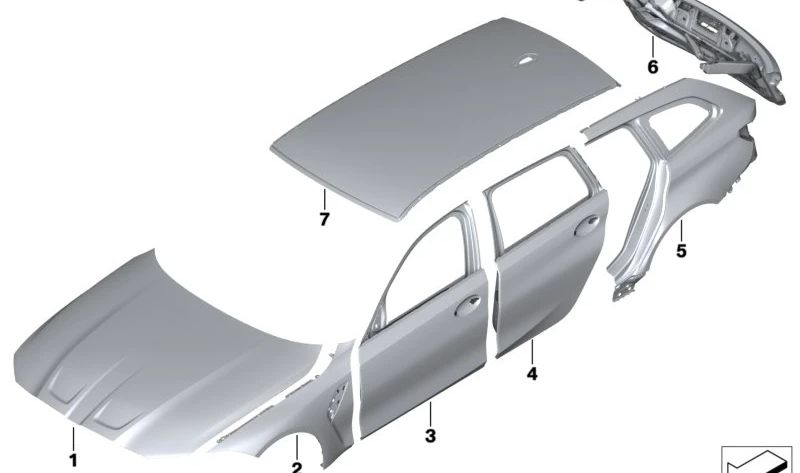 Panel lateral exterior OEM 41007488127 para BMW G21, G81. Original BMW.