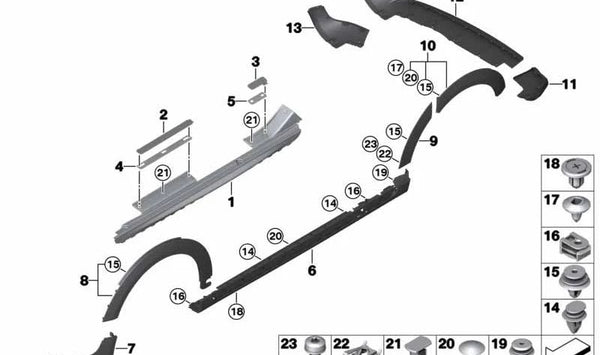 Paramento chapa pasa-ruedas trasero izquierdo OEM 51777376881 para MINI F55, Cooper, Cooper D... y más. Original MINI.