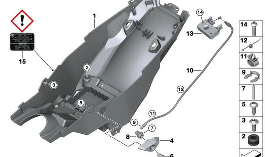 Cerradura del asiento OEM 51258409955 para motos BMW F 900 GS, F 900 R, F 900 XR, R 1300 GS. Original BMW Motorrad.