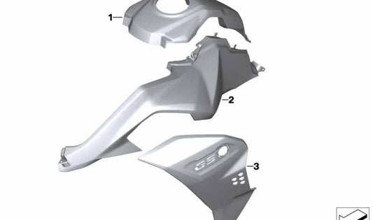 Cubierta del depósito central negra OEM 46638405436 para motos BMW F 850 GS Adventure, F 900 GS Adventure. Original BMW Motorrad.