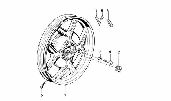 Tornillo de rueda OEM 36312333225 para BMW Motorrad R2S, R2C, R21, R22, R23, R24, R25, R26, R27, R28, R32, R35, R39, R45, R51, R51-3, R60-2, R61, R66, R67, R68. Original BMW Motorrad.