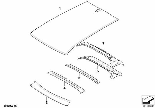 Outer roof for BMW X3 E83, E83N (OEM 41313404475). Original BMW