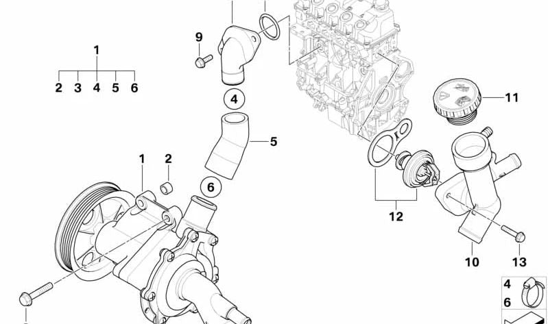 Bomba de líquido refrigerante mecánica OEM 11517513062 para MINI R50, R52. Original MINI.