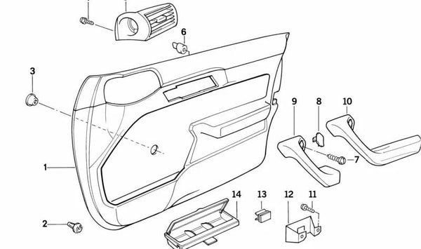 Panel interior de puerta delantera derecha en símil cuero OEM 51418102208 para BMW E34. Original BMW.