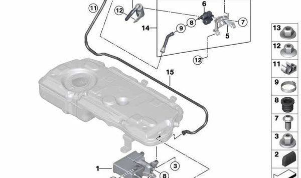 Tubería de ventilación con filtro de polvo OEM 16119811656 para MINI Countryman R60, Paceman R61. Original MINI.