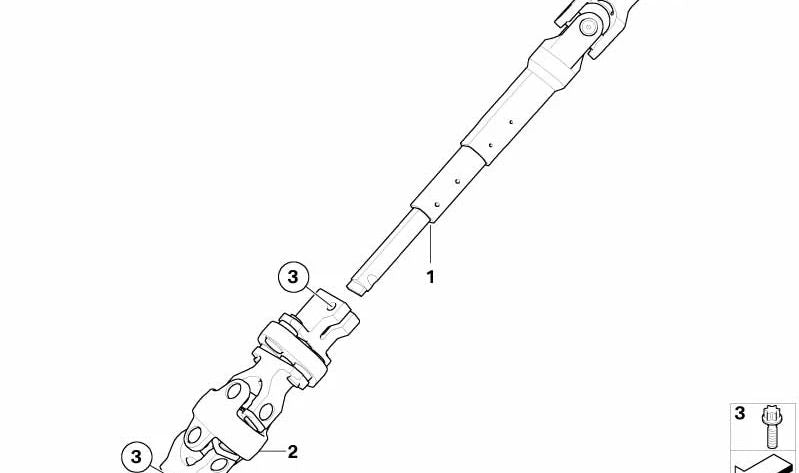 Eje inferior de la columna de dirección OEM 32303412450 para BMW E83. Original BMW.