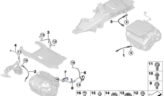 Cable de masa OEM 61295A628B1 para BMW F11, G30, G31, G38, I20, G12, G14, G15, G16, G05, G06, G07, G08, G26, G60, i4, iX, i7, XM. Original BMW.