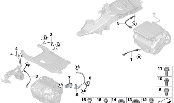 Cable de masa OEM 61295A628B1 para BMW F11, G30, G31, G38, I20, G12, G14, G15, G16, G05, G06, G07, G08, G26, G60, i4, iX, i7, XM. Original BMW.